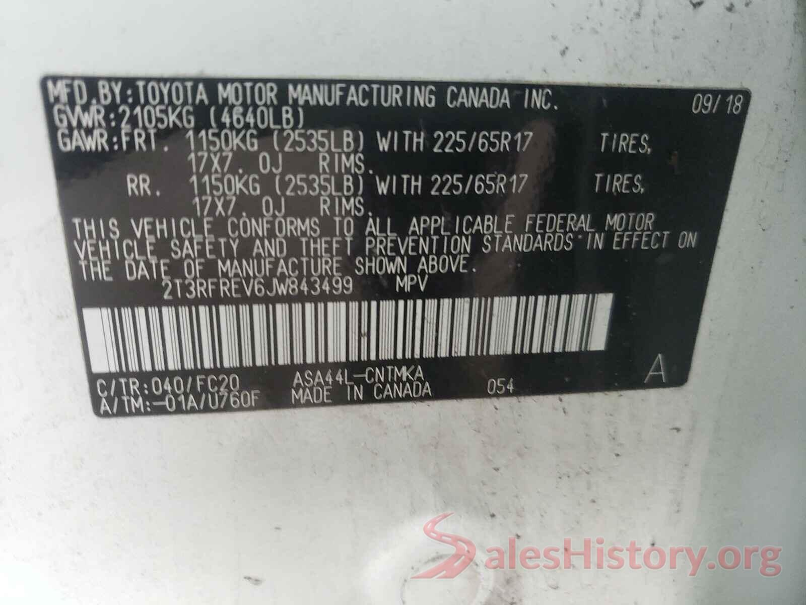 2T3RFREV6JW843499 2018 TOYOTA RAV4