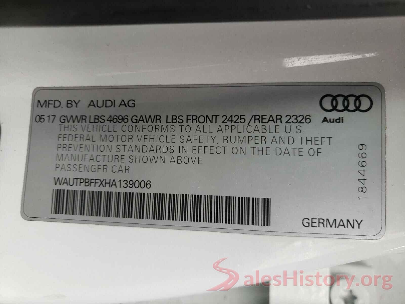 19XFC2F51HE000365 2017 AUDI A3