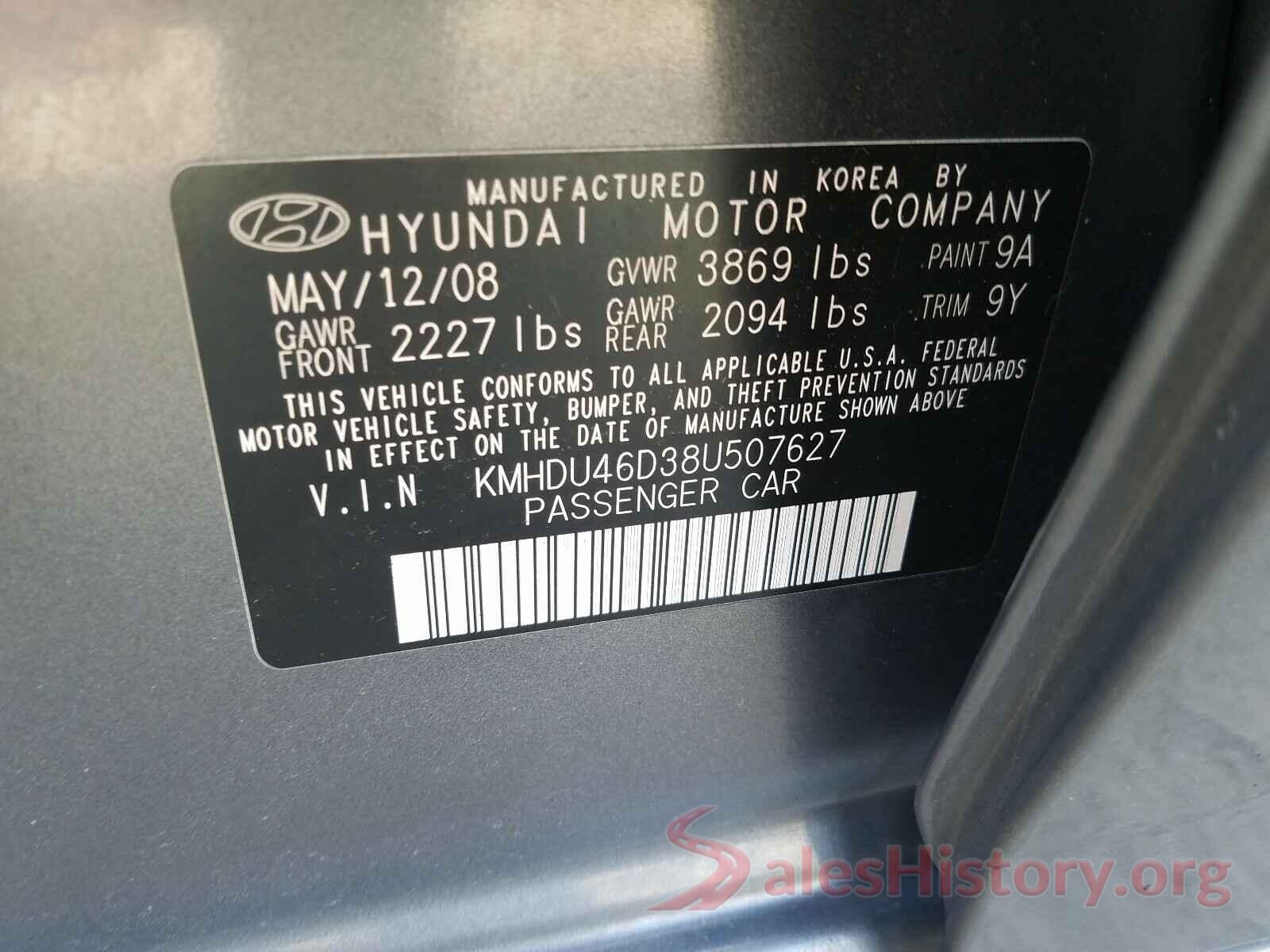 4T1BF1FK4HU623403 2008 HYUNDAI ELANTRA