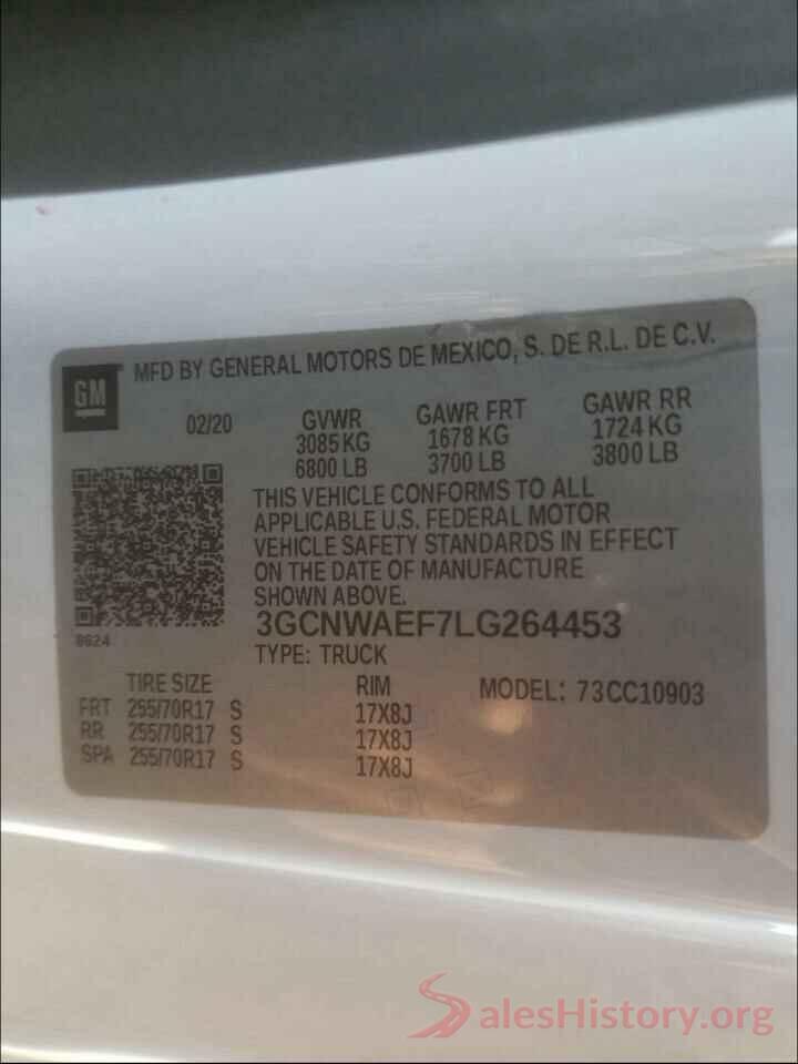 3GCNWAEF7LG264453 2020 CHEVROLET SILVERADO