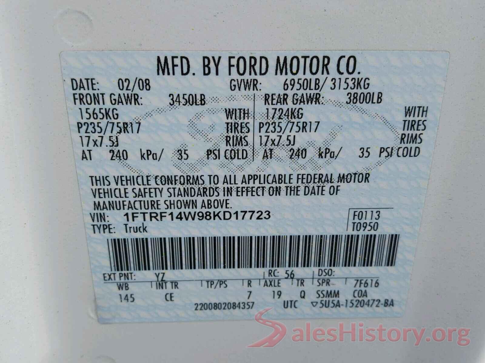 3CZRU6H36LM711176 2008 FORD F150