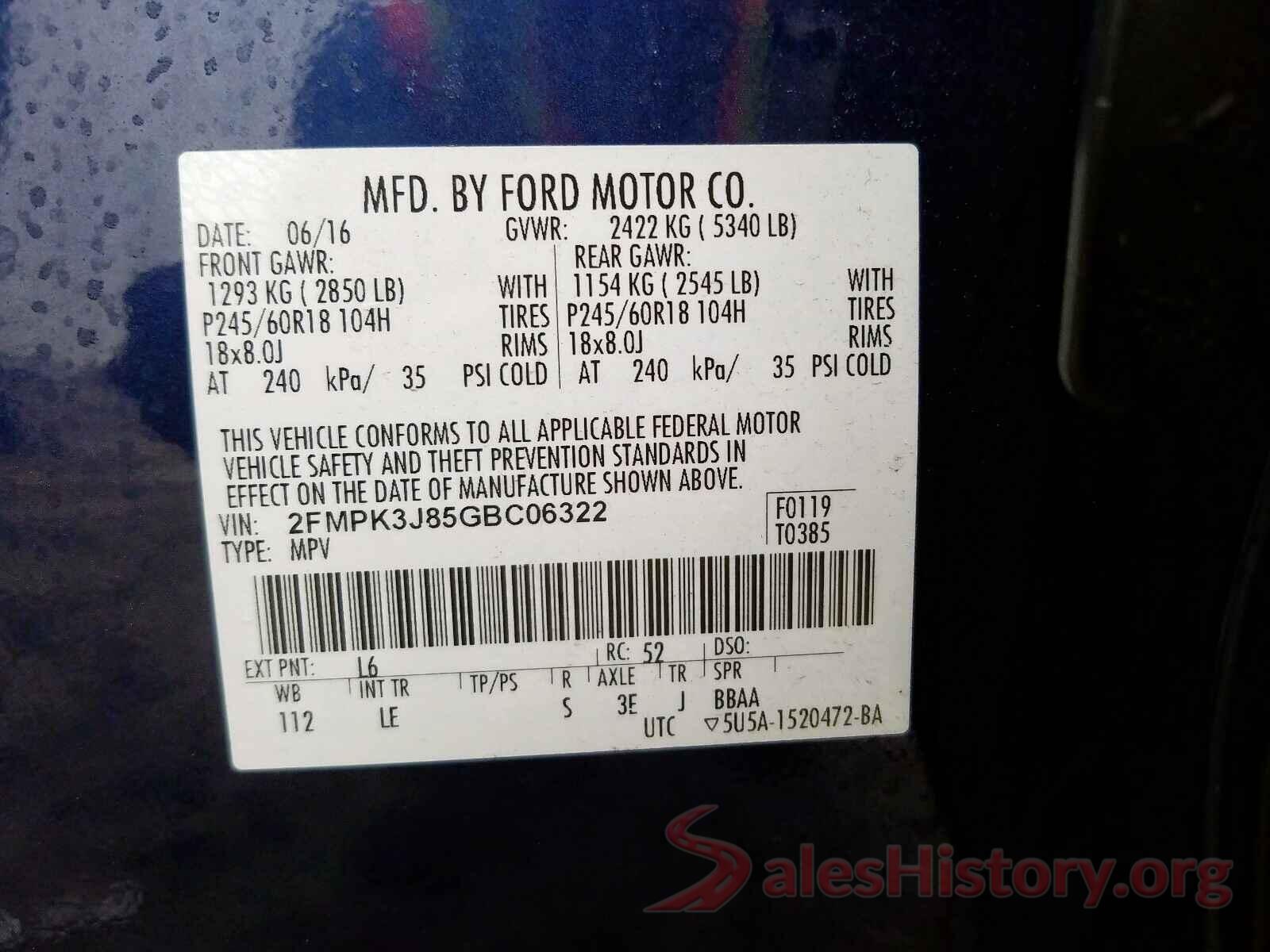 1FT8W3BT8GED10551 2016 FORD EDGE