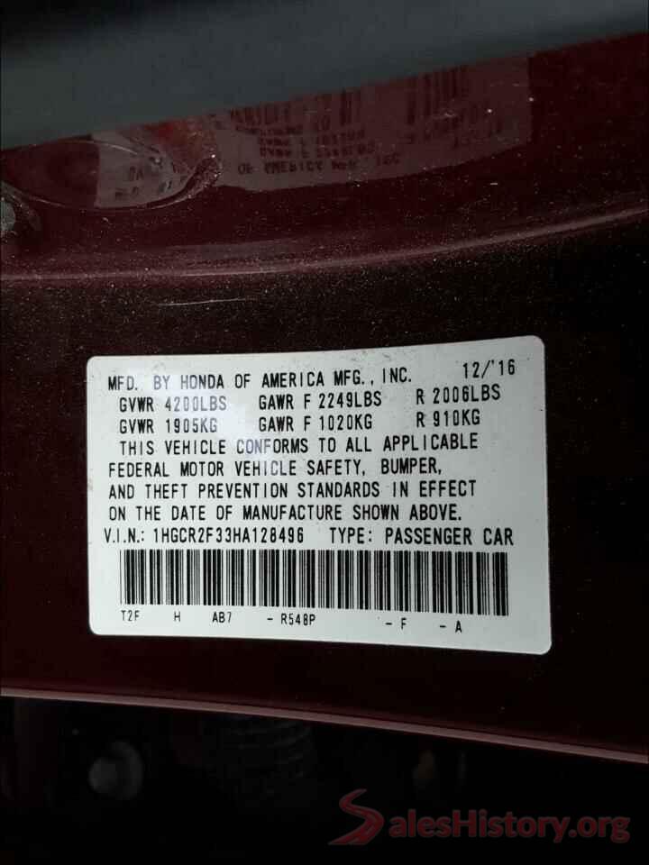 1HGCR2F33HA128496 2017 HONDA ACCORD