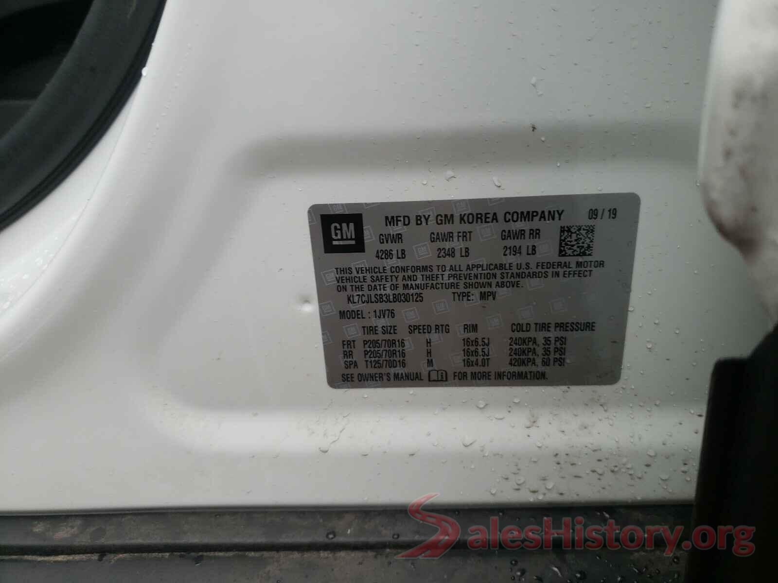 KL7CJLSB3LB030125 2020 CHEVROLET TRAX