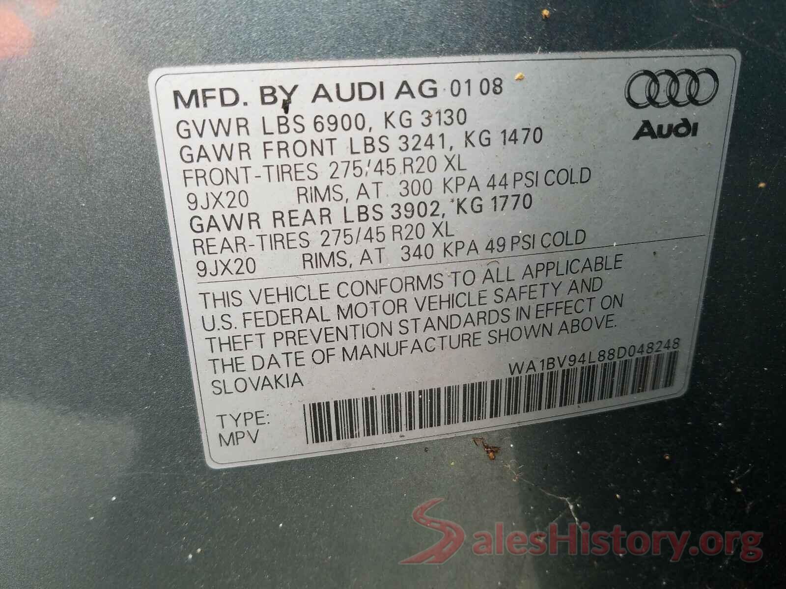 4T1BF1FK1GU264414 2008 AUDI Q7