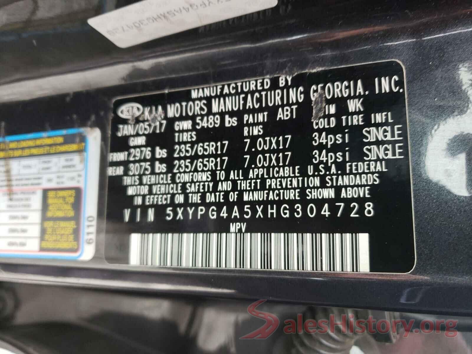 5XYPG4A5XHG304728 2017 KIA SORENTO