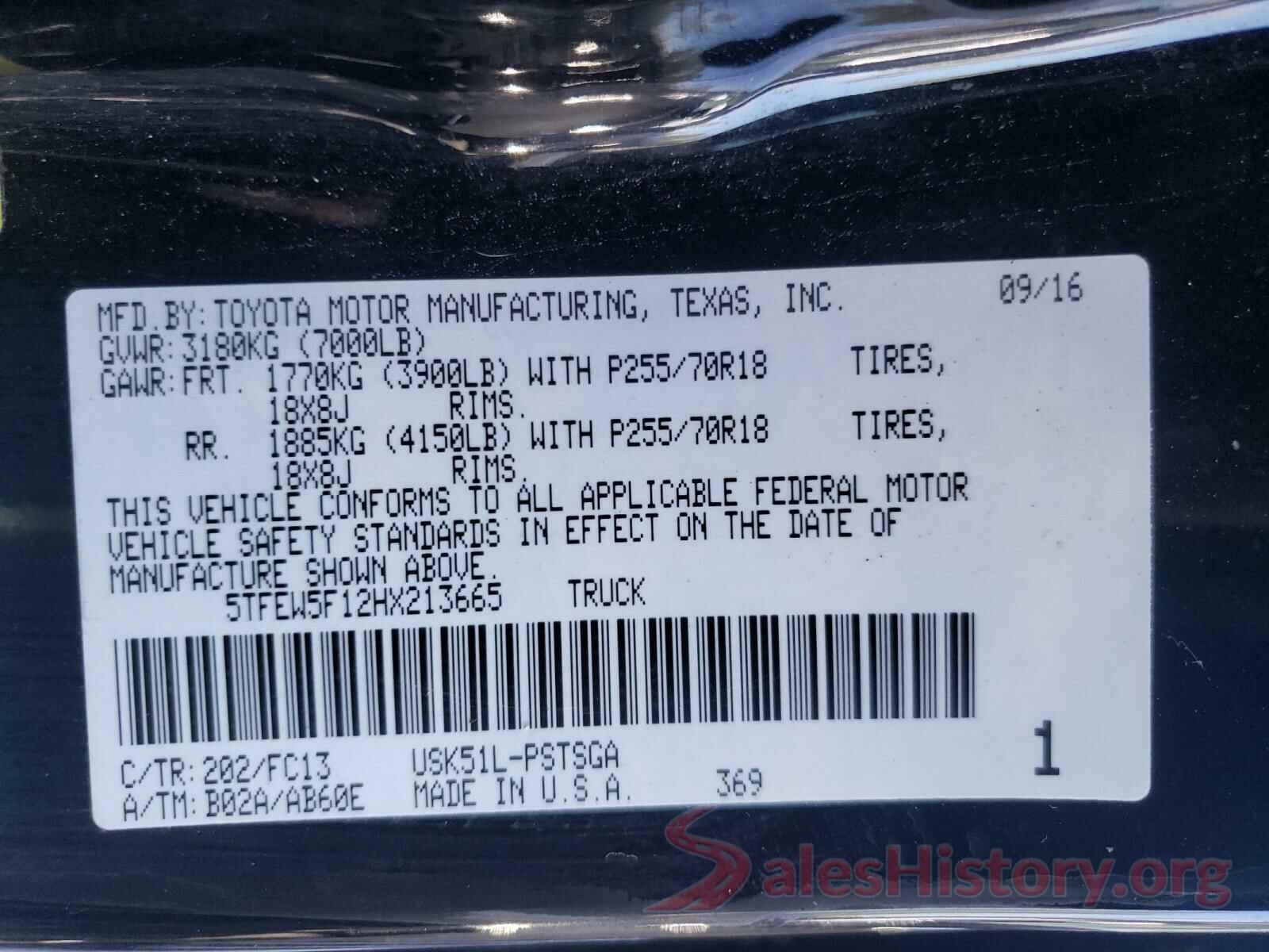 5TFEW5F12HX213665 2017 TOYOTA TUNDRA