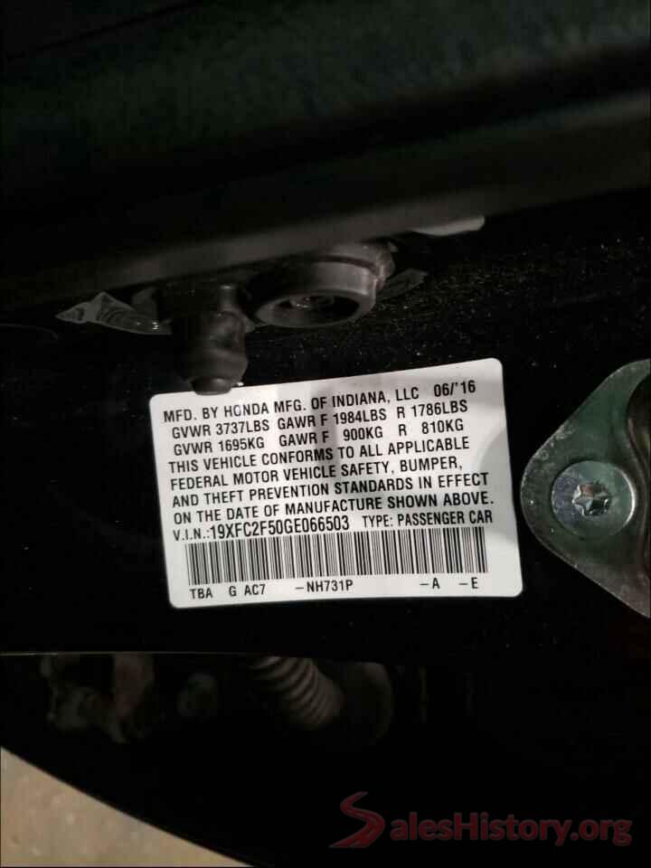 19XFC2F50GE066503 2016 HONDA CIVIC