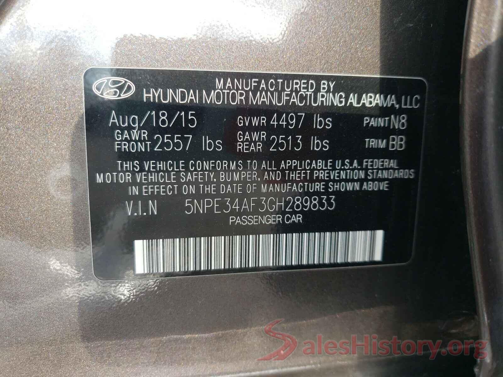 5NPE34AF3GH289833 2016 HYUNDAI SONATA