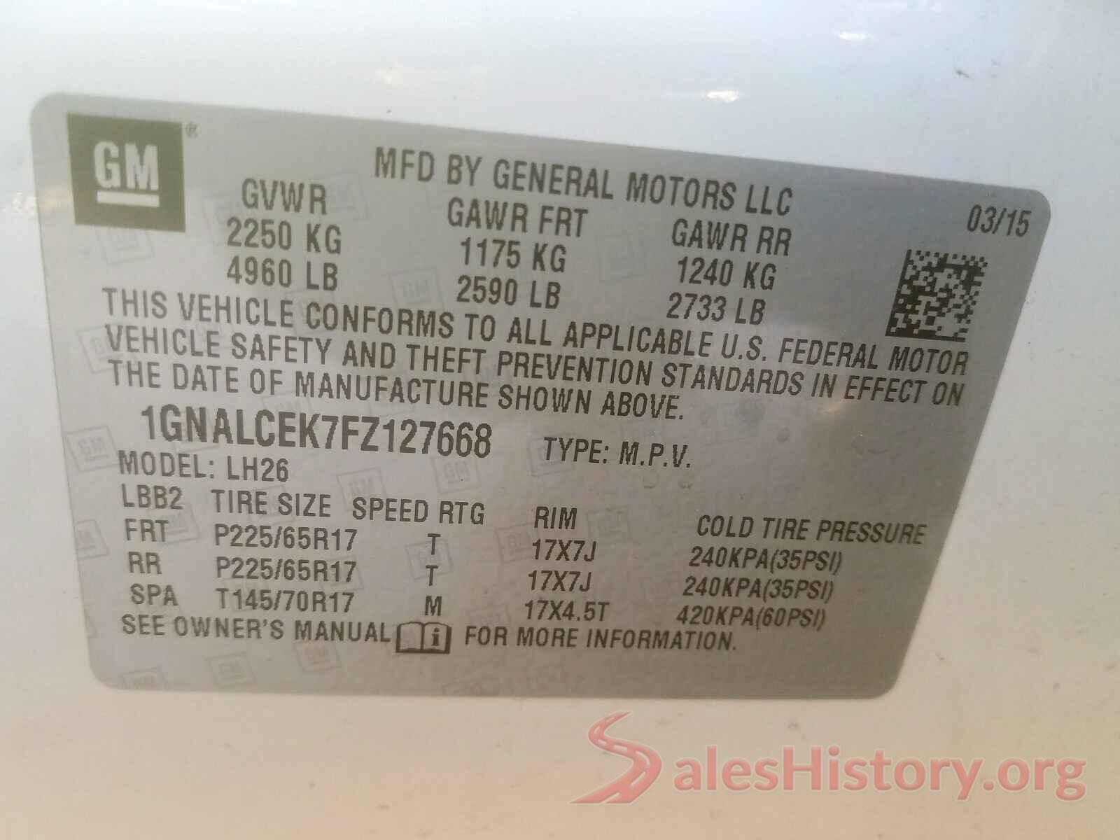 5TFRZ5CN7GX003254 2015 CHEVROLET EQUINOX