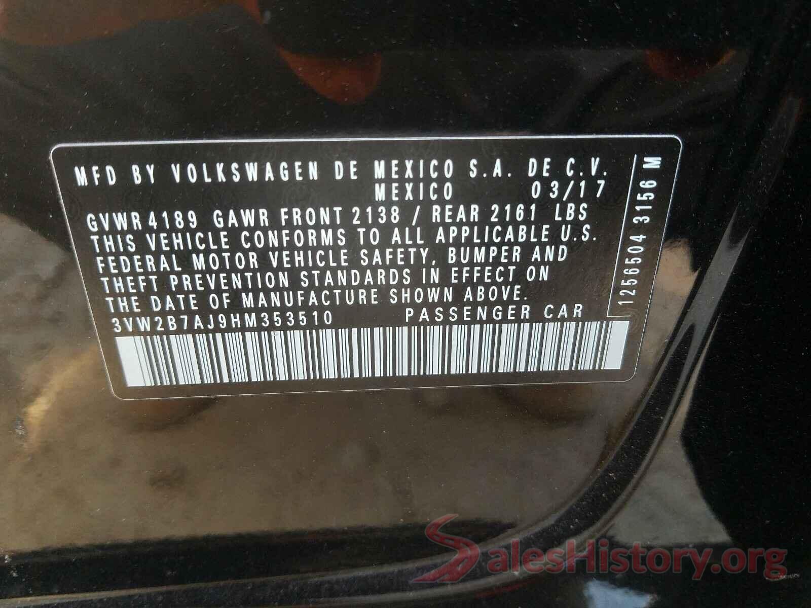 3VW2B7AJ9HM353510 2017 VOLKSWAGEN JETTA