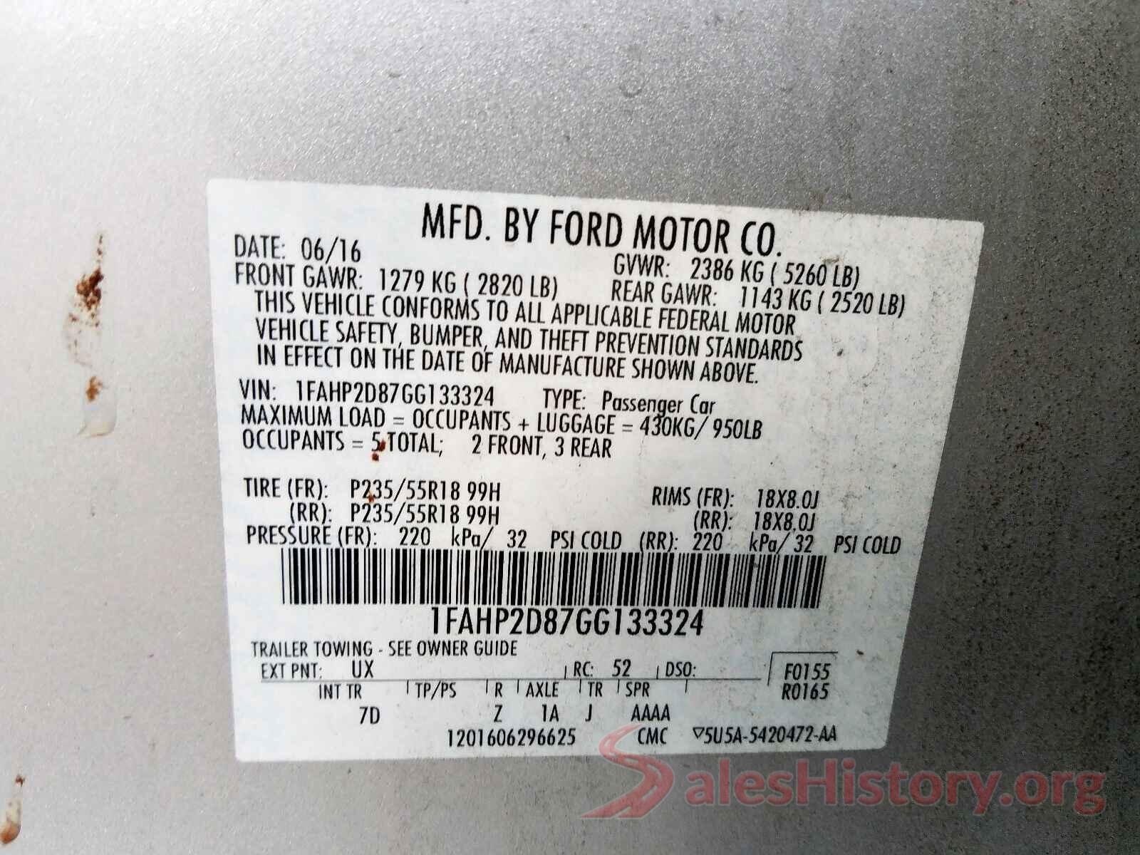 4T1BF1FK2HU333130 2016 FORD TAURUS