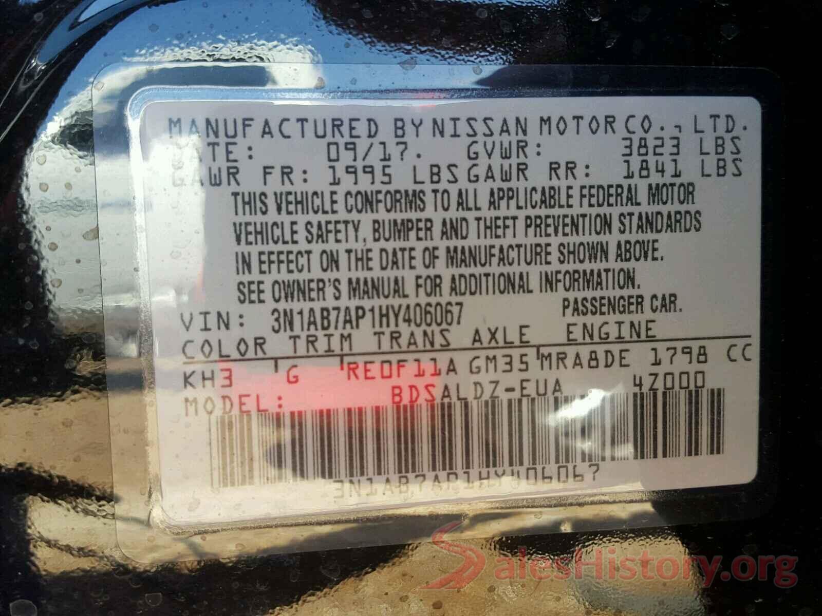 3N1CN7AP9HK430653 2017 NISSAN SENTRA