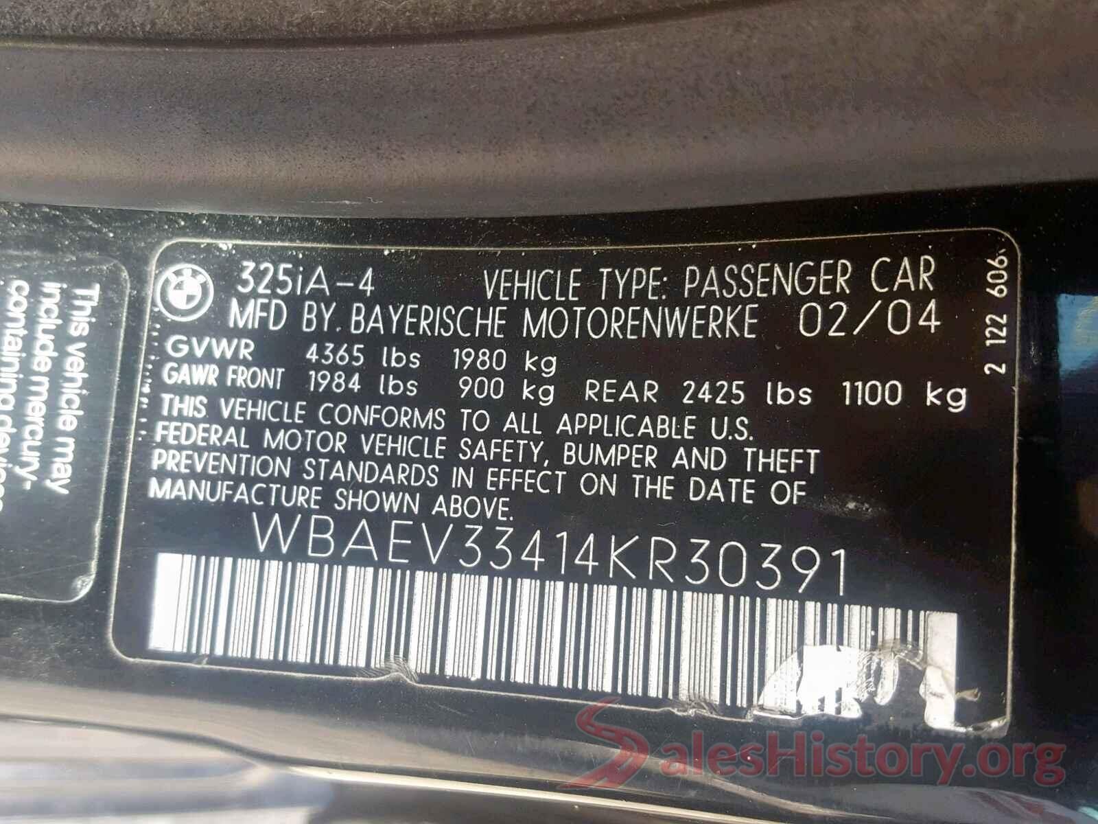 3FA6P0HDXJR283429 2004 BMW 3 SERIES