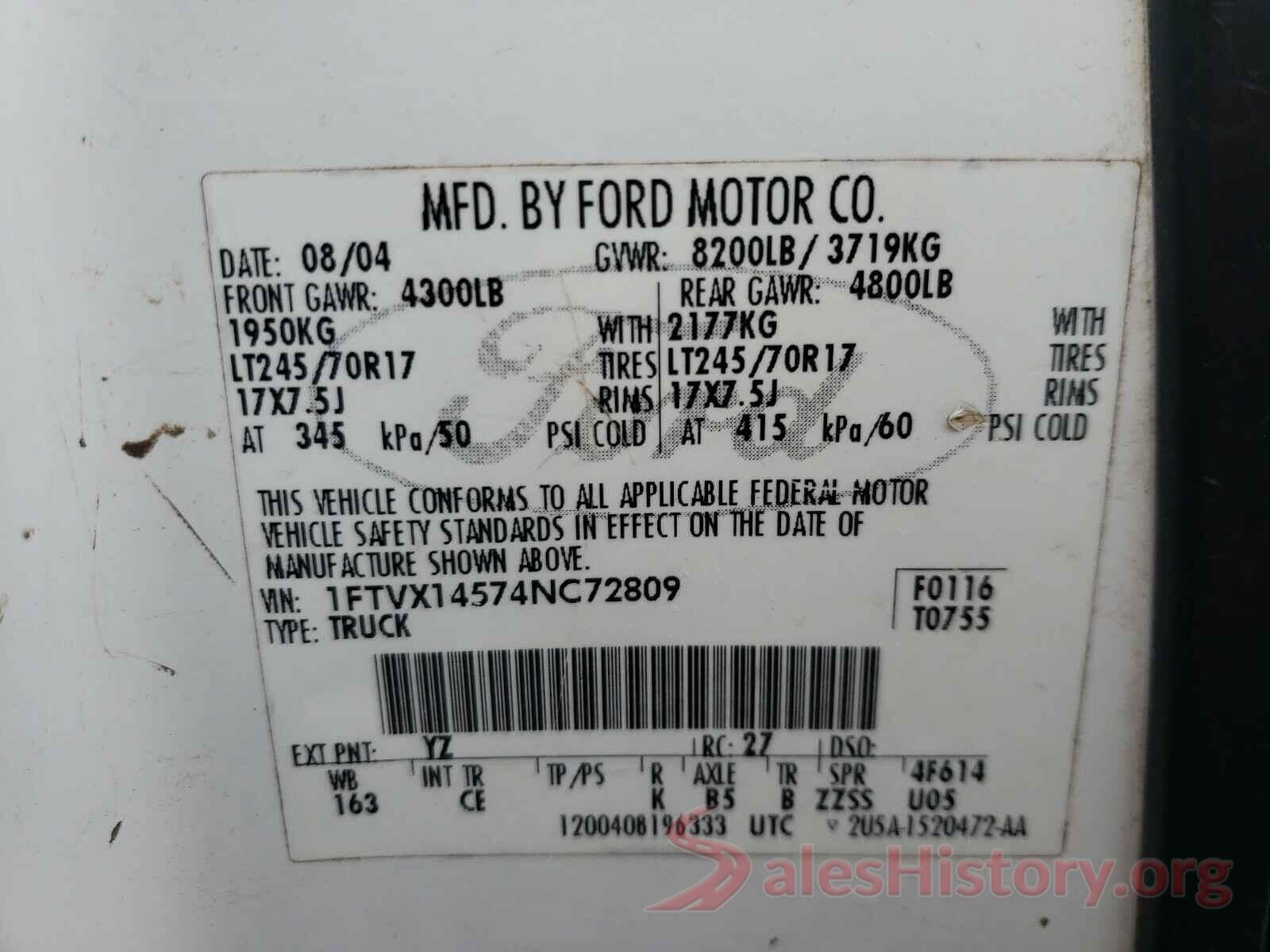 5TFAZ5CN0HX032027 2004 FORD F150