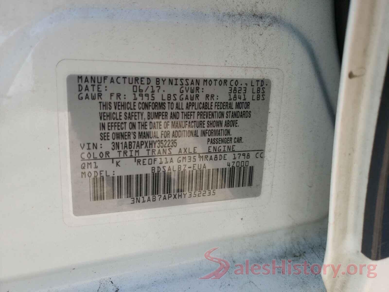 3N1AB7APXHY352235 2017 NISSAN SENTRA