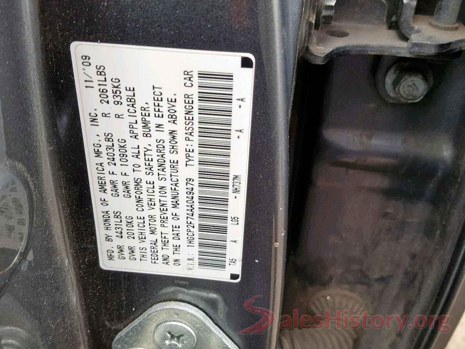 JTDKARFP9J3100953 2010 HONDA ACCORD EX