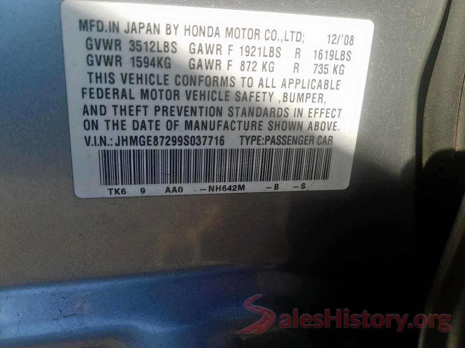 2T3P1RFV1MC149541 2009 HONDA FIT