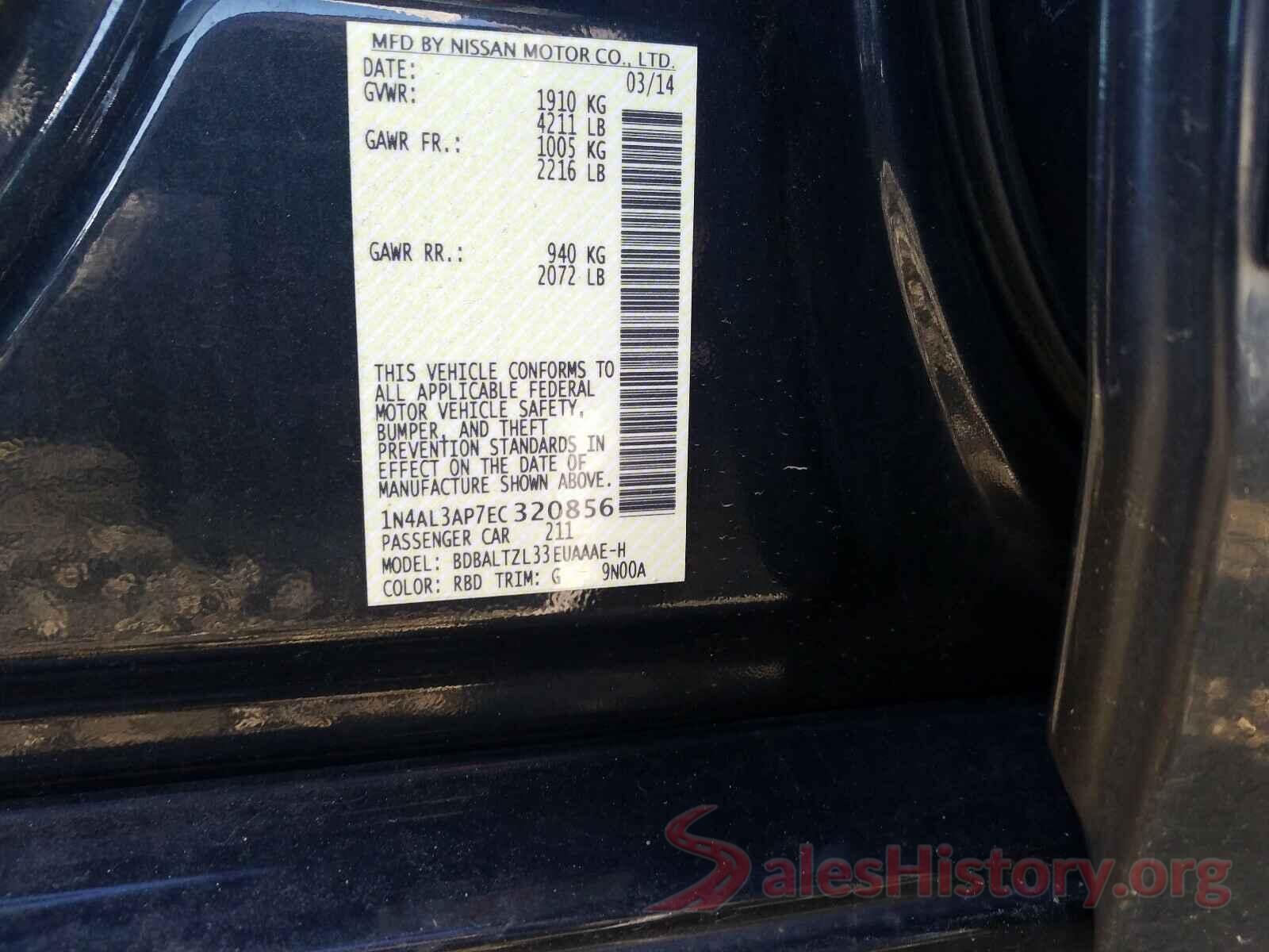 2T3ZFREV8GW283980 2014 NISSAN ALTIMA