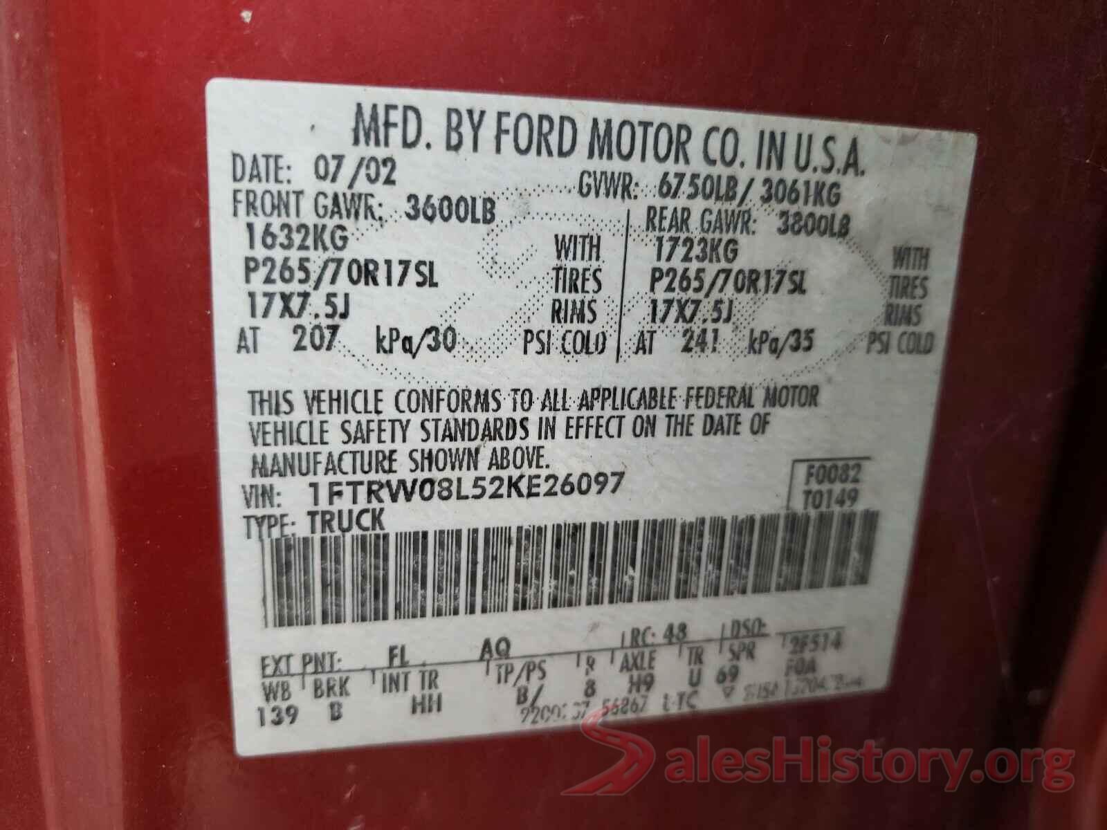 5N1AT2MT3JC732565 2002 FORD F150