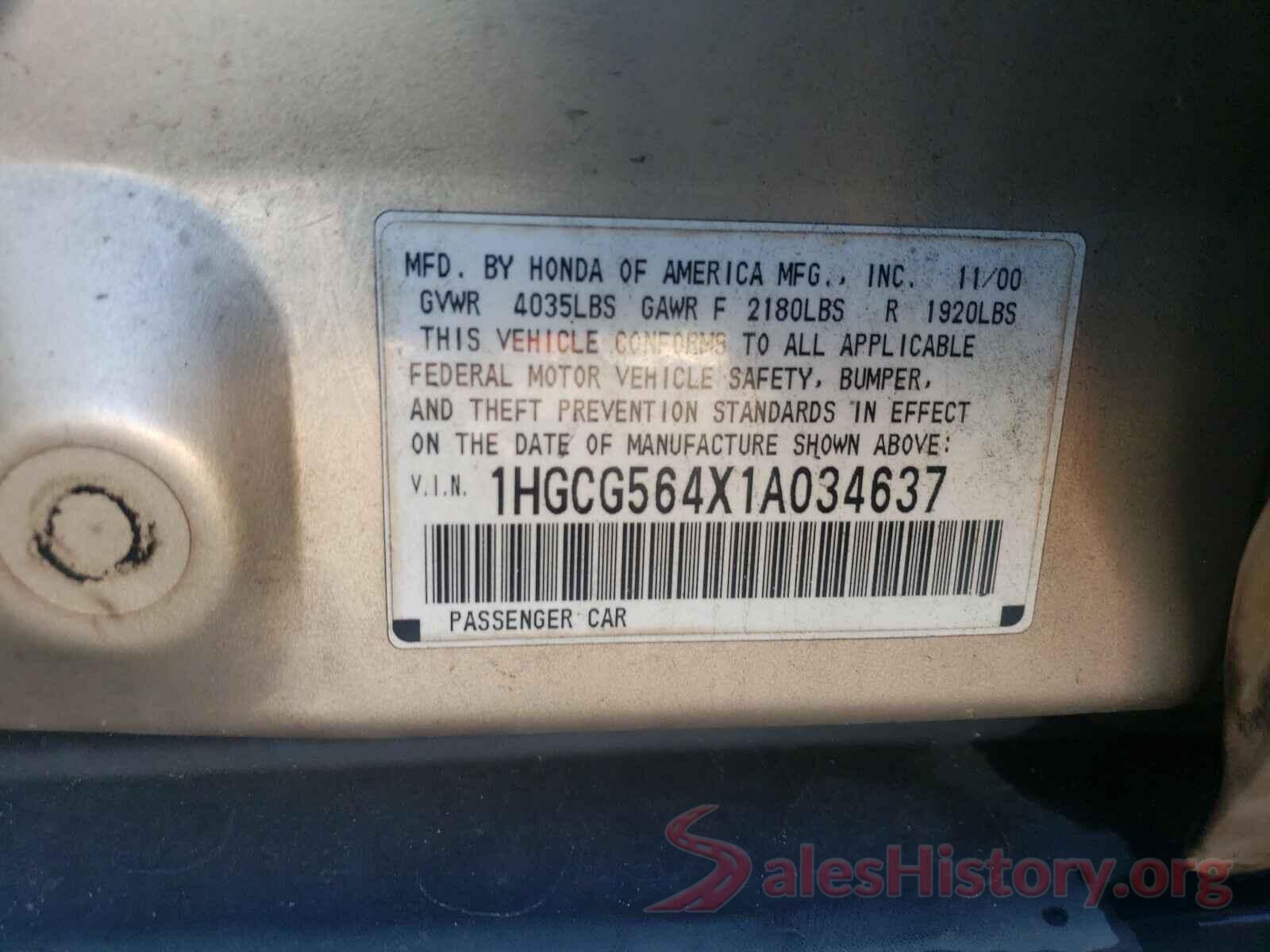 1N4AL3AP3JC243509 2001 HONDA ACCORD