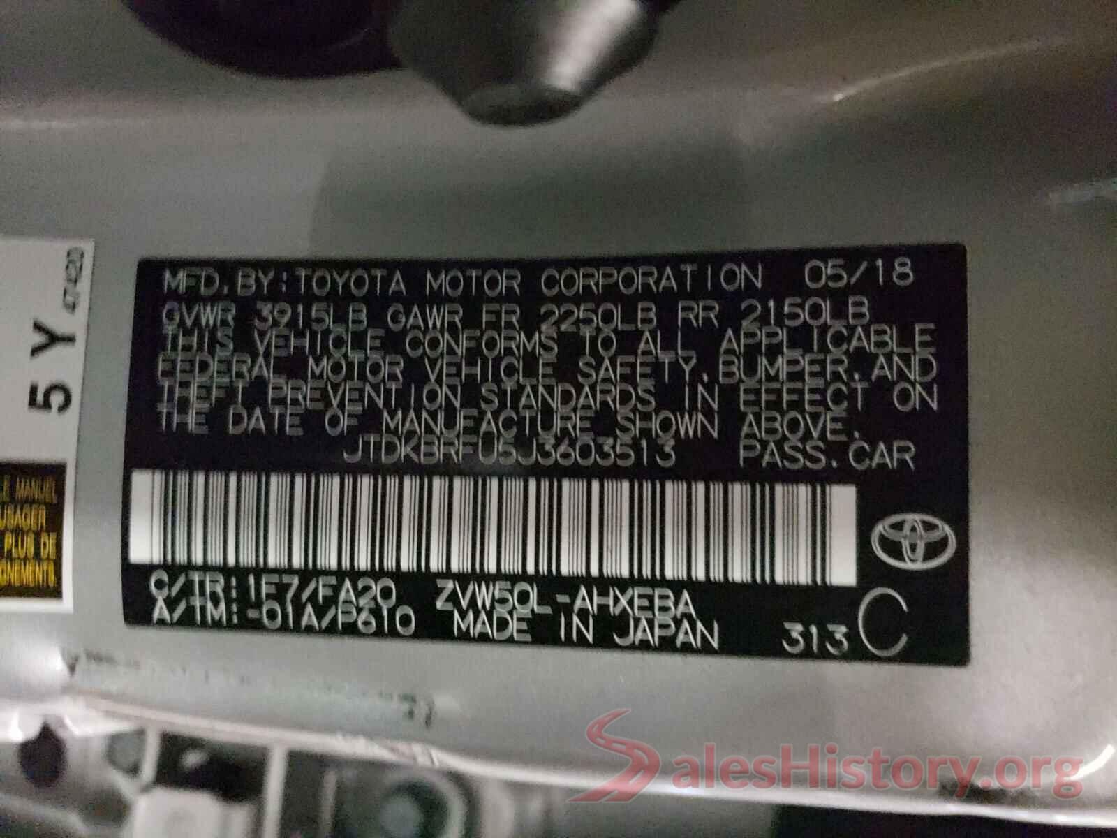 JTDKBRFU5J3603513 2018 TOYOTA PRIUS