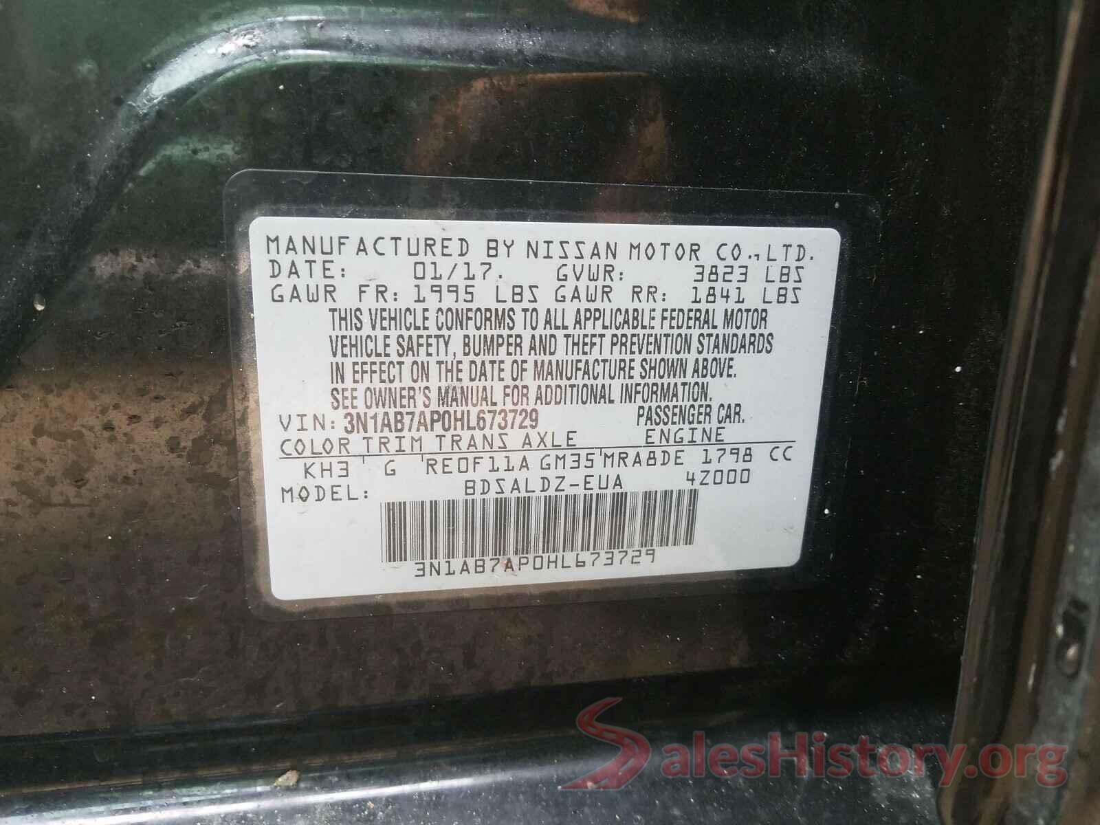 3N1AB7AP0HL673729 2017 NISSAN SENTRA