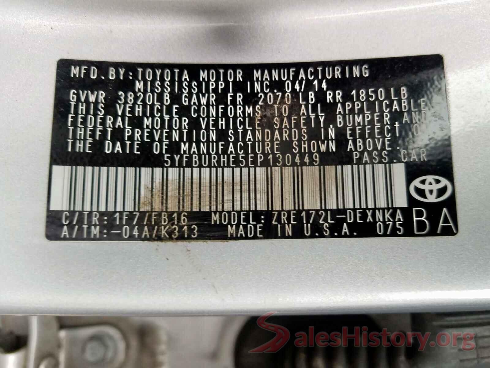 3VW517AT7HM824961 2014 TOYOTA COROLLA