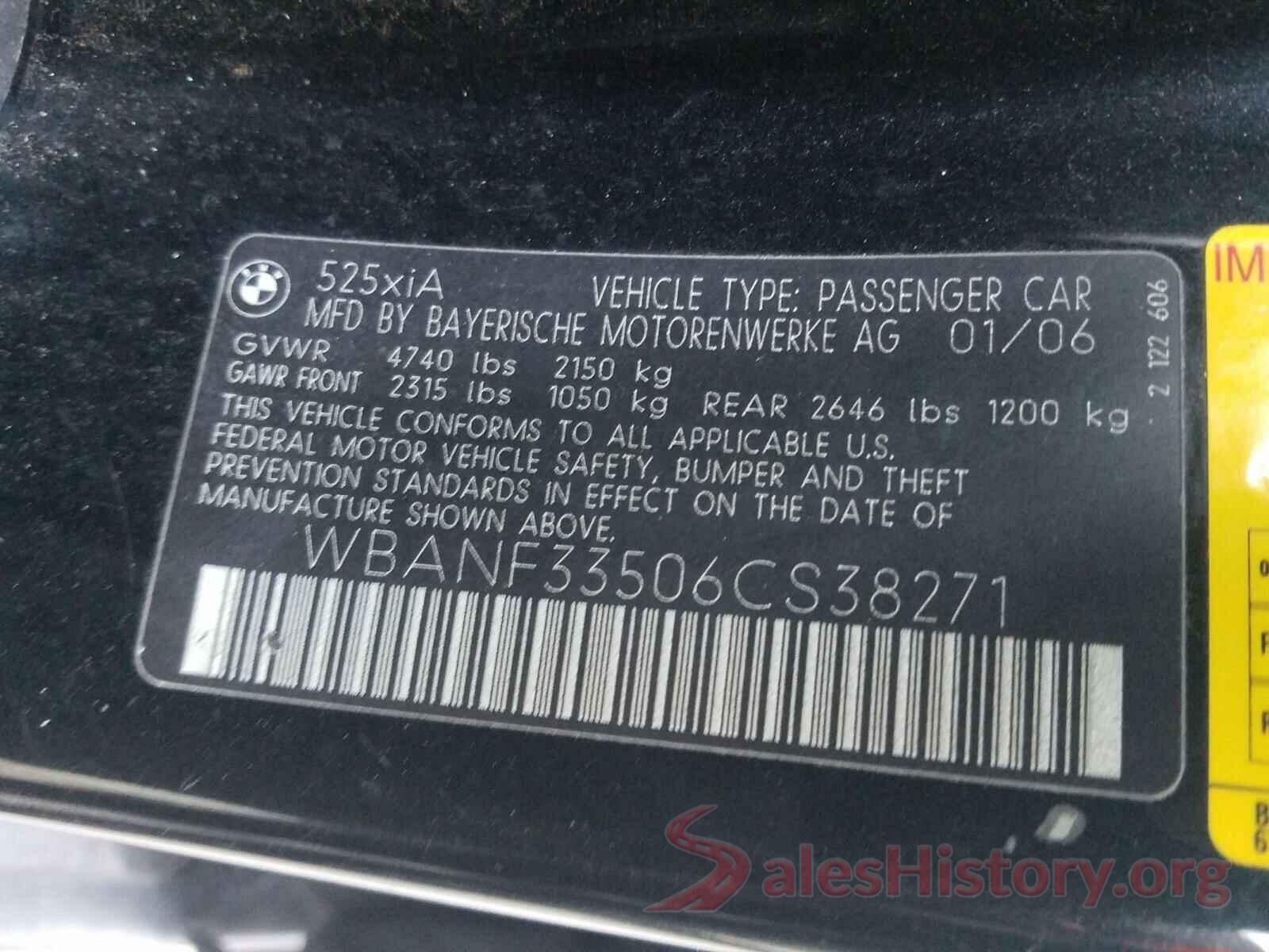 1FTYR2XM2KKA23252 2006 BMW 5 SERIES