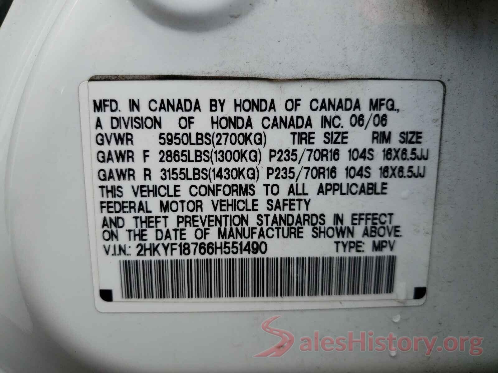 3KPFK4A72HE075129 2006 HONDA PILOT