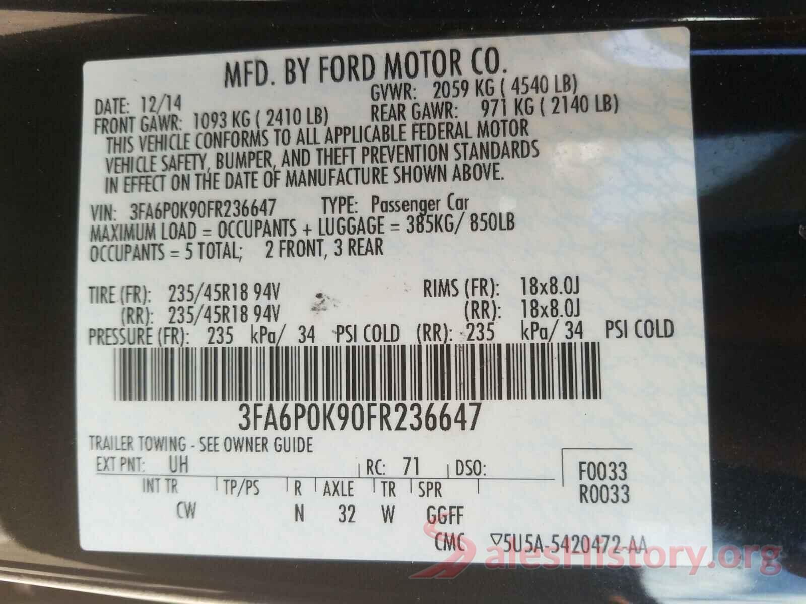 3N1AB7AP7GY228664 2015 FORD FUSION