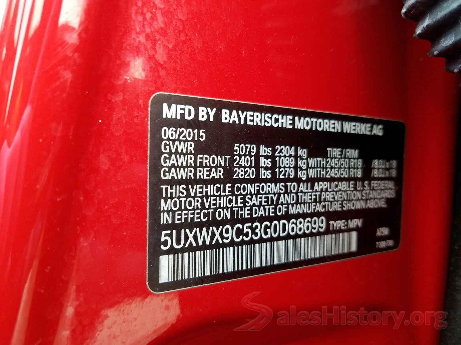 5UXWX9C53G0D68699 2016 BMW X3