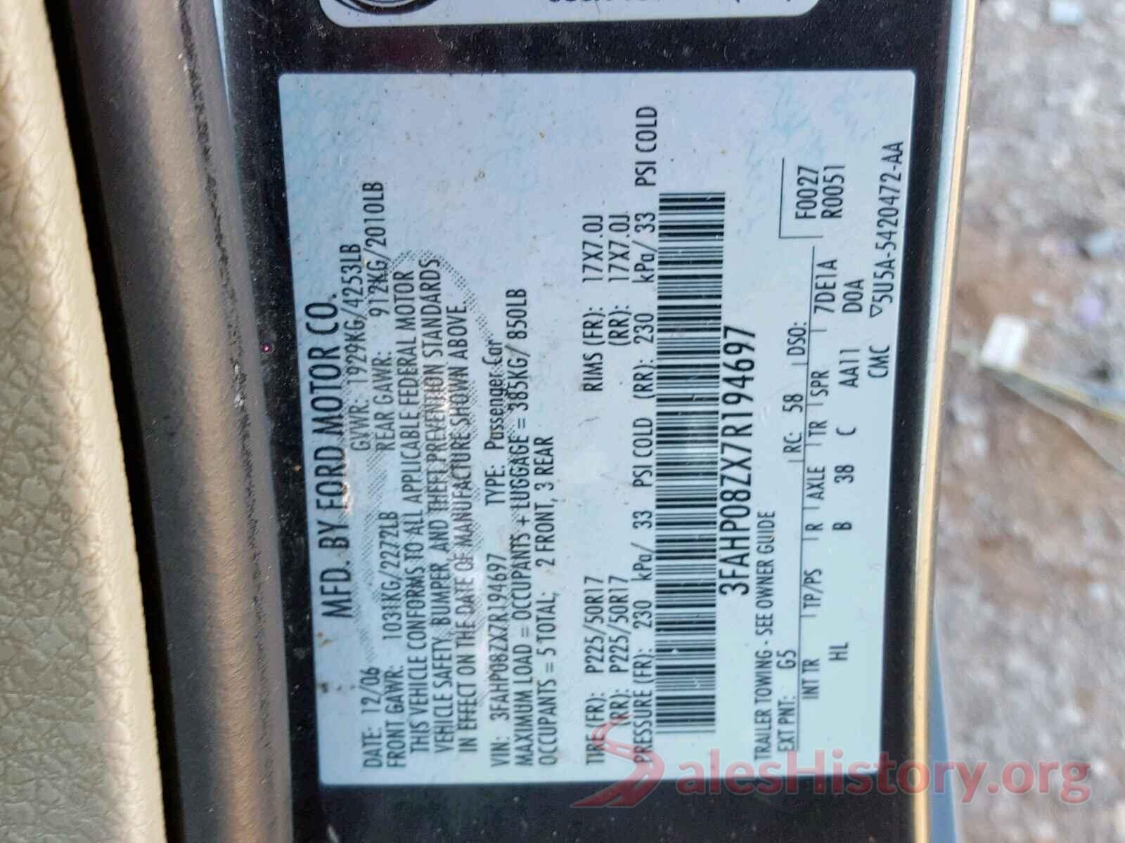 1N6AD0EV7KN734151 2007 FORD FUSION SEL