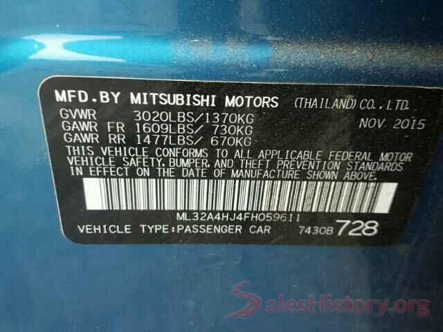 KNMAT2MVXJP520289 2015 MITSUBISHI MIRAGE