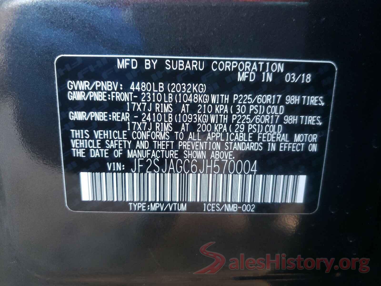 JF2SJAGC6JH570004 2018 SUBARU FORESTER