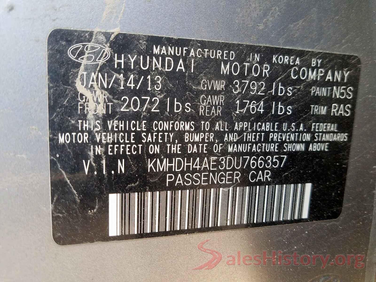 3TMCZ5AN1MM407192 2013 HYUNDAI ELANTRA