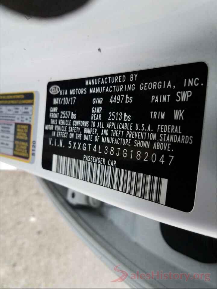 5XXGT4L38JG182047 2018 KIA OPTIMA