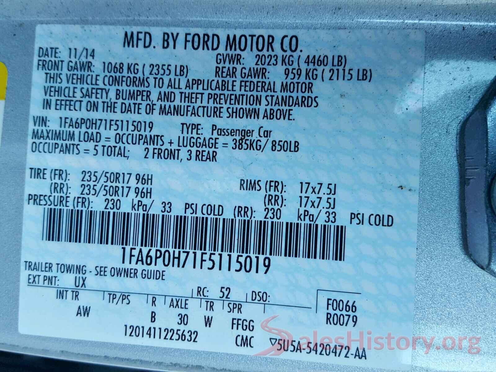 1C4AJWAG3GL264113 2015 FORD FUSION SE