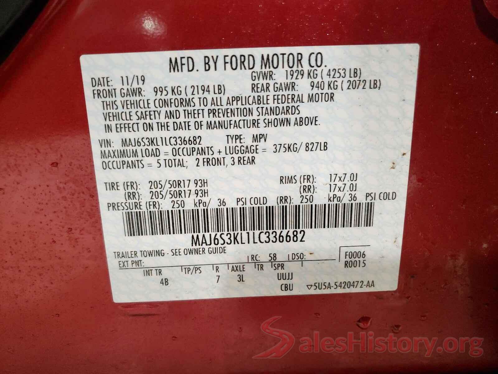 MAJ6S3KL1LC336682 2020 FORD ALL OTHER