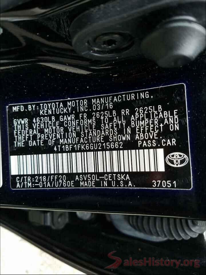 4T1BF1FK6GU215662 2016 TOYOTA CAMRY