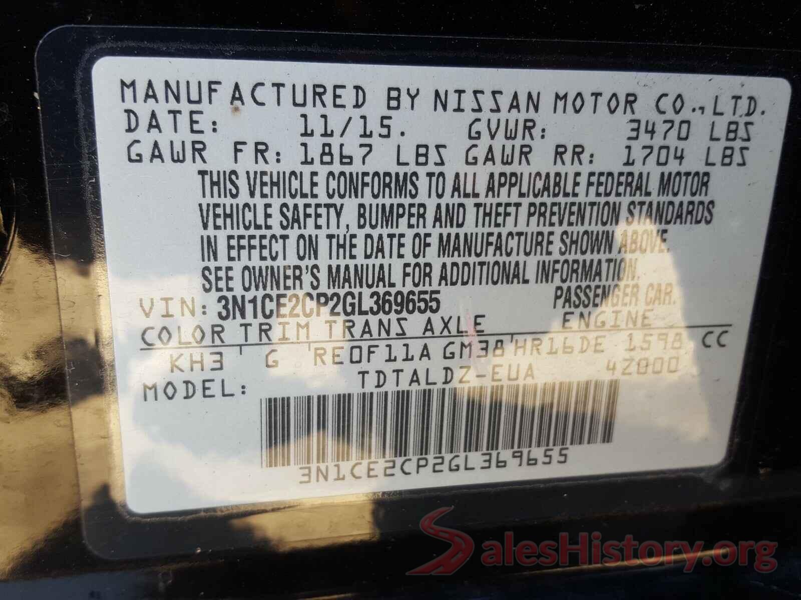 3N1CE2CP2GL369655 2016 NISSAN VERSA