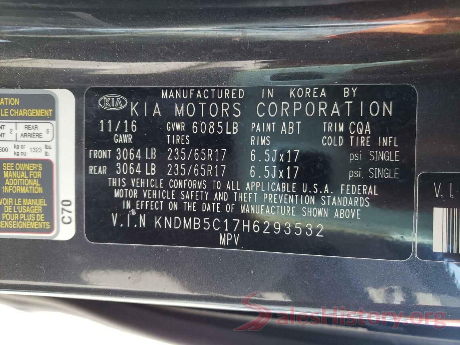 KNDMB5C17H6293532 2017 KIA SEDONA