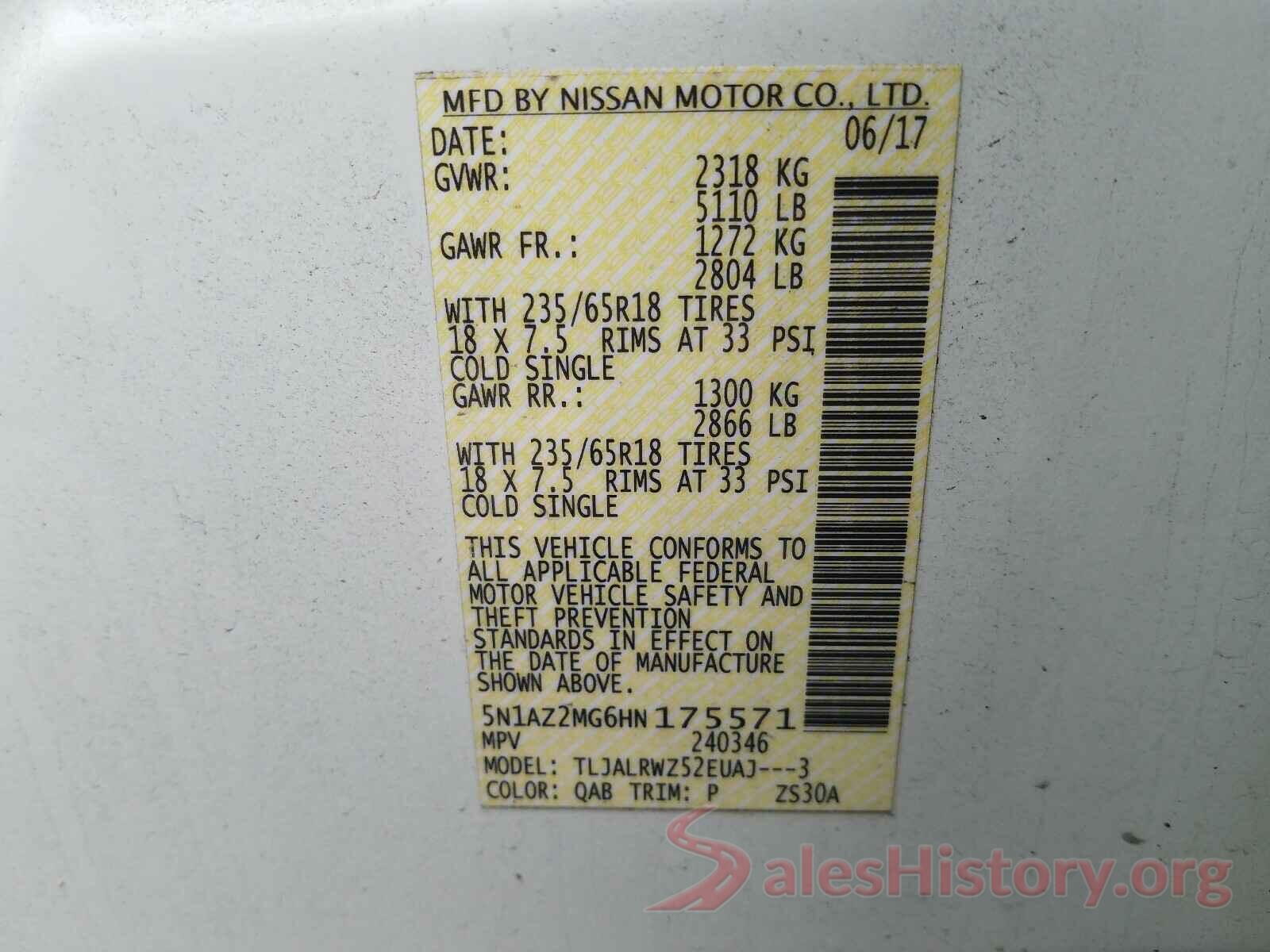 5N1AZ2MG6HN175571 2017 NISSAN MURANO