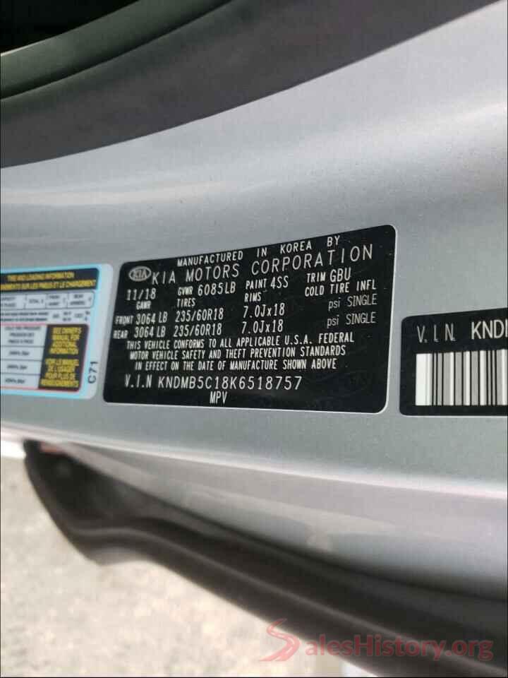 KNDMB5C18K6518757 2019 KIA SEDONA