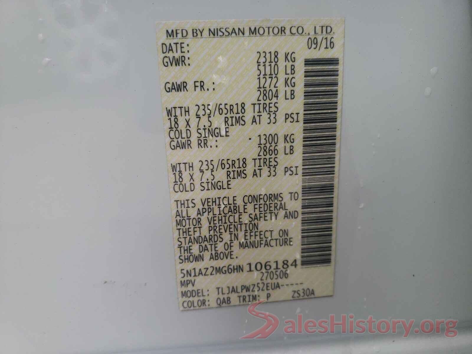 5N1AZ2MG6HN106184 2017 NISSAN MURANO