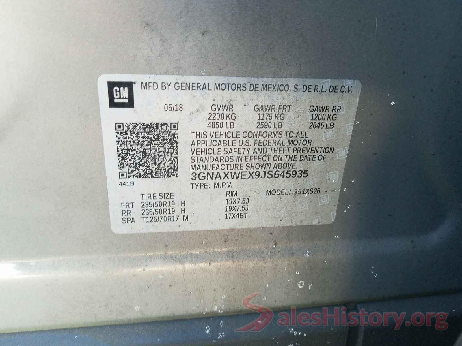 3GNAXWEX9JS645935 2018 CHEVROLET EQUINOX