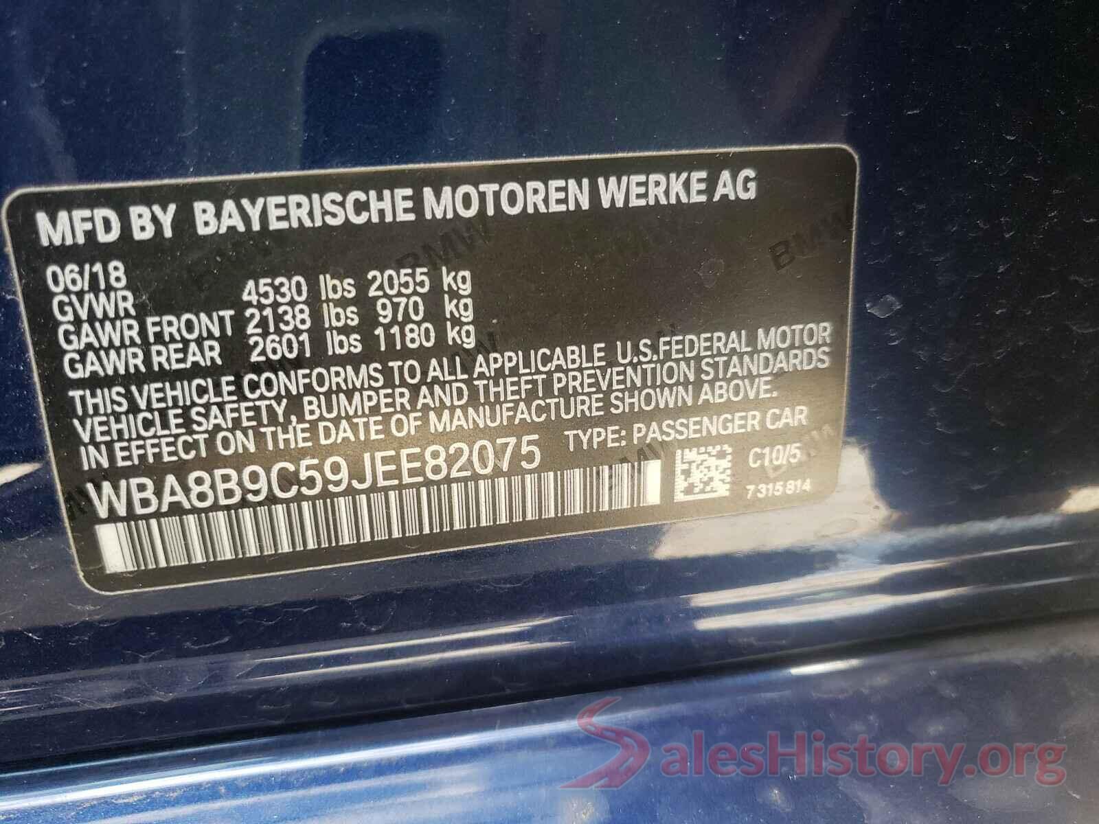 WBA8B9C59JEE82075 2018 BMW 3 SERIES