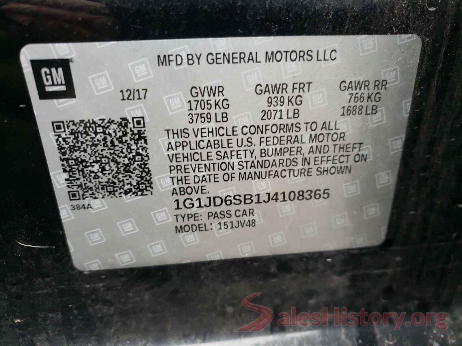 1G1JD6SB1J4108365 2018 CHEVROLET SONIC