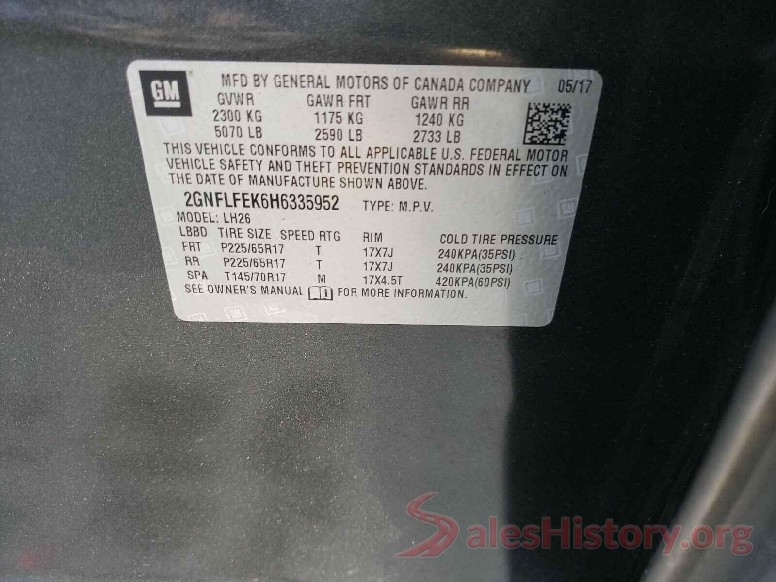 2GNFLFEK6H6335952 2017 CHEVROLET EQUINOX