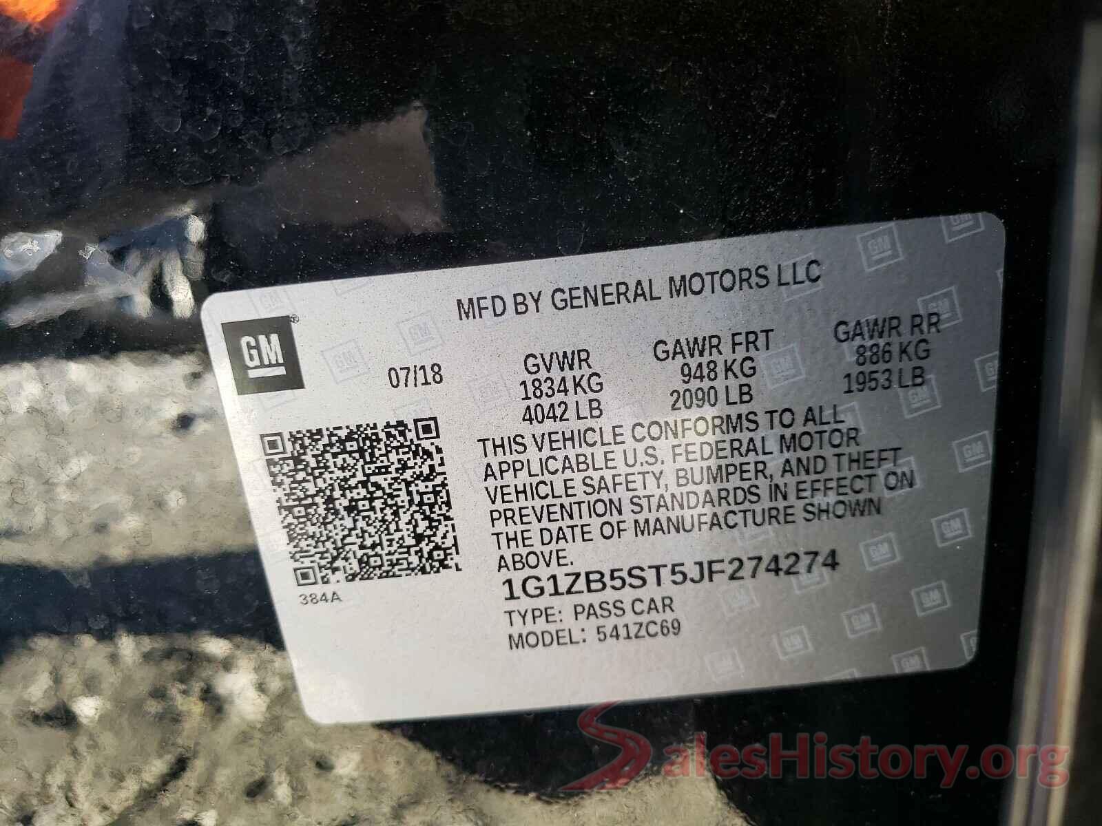 1G1ZB5ST5JF274274 2018 CHEVROLET MALIBU